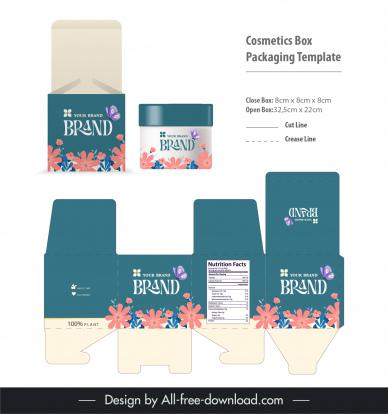 cosmetics box package template elegant flowers butterfly decor
