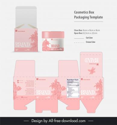 cosmetics box packaging template elegant flat flora decor