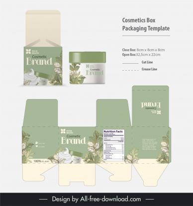 cosmetics box packaging template elegant flowers decor