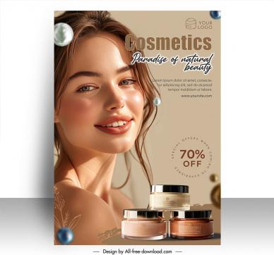 cosmetics discount poster template elegant beautiful lady