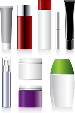 cosmetic package icons shiny colored modern realistic design