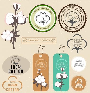 cotton signs collection flower icon various shapes isolation