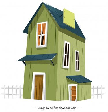 countryside house template wooden decor colored 3d sketch