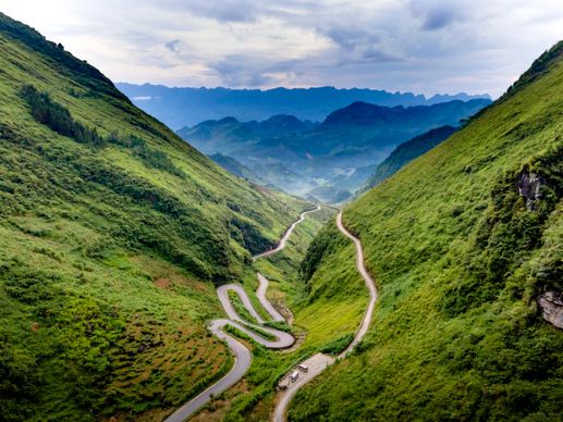 countryside scenery picture curvy road mountain  range 