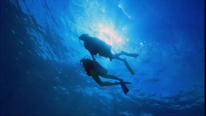 couple enjoy diving in beautiful sea