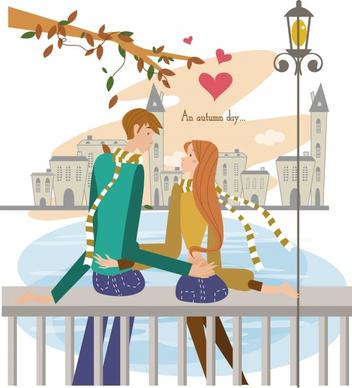 dating couple background romantic decor cartoon characters