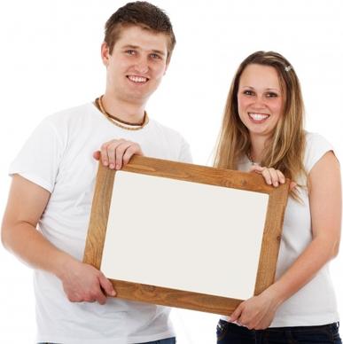 couple with blank frame