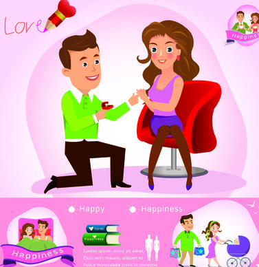 couples and business infographics vector