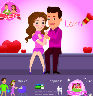 couples and business infographics vector