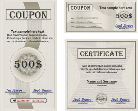 coupon with certificate templates vector