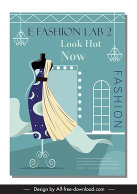 cover page e fashion lab poster template dynamic dress display sketch