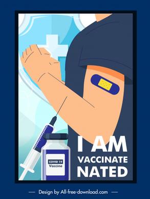 covid19 vaccination poster injected person injection needle sketch