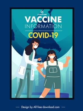 covid19 vaccination poster injecting doctor sketch cartoon characters