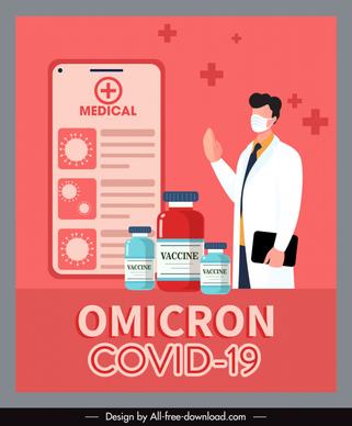 covid-19 omicron poster template doctor medicine drugs sketch