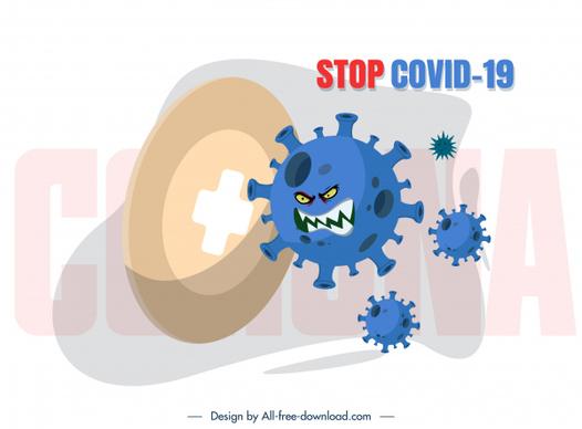 covid 19 poster stylized viruses icons sketch