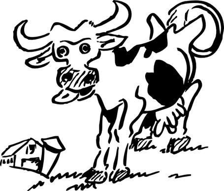 Cow And Barn clip art