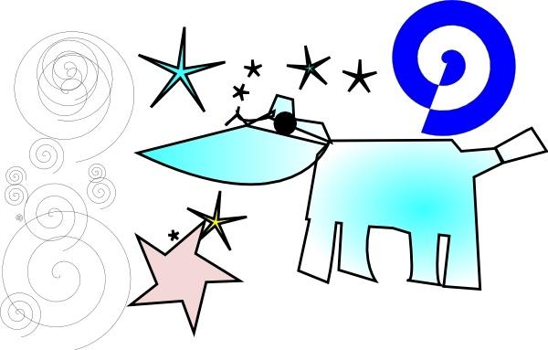 Cow And Stars clip art