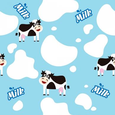 cow milk background cute icons colored repeating design