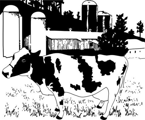 Cow On Farm clip art