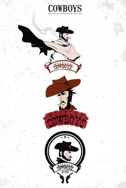 cowboy logo design elements man icon classical decor