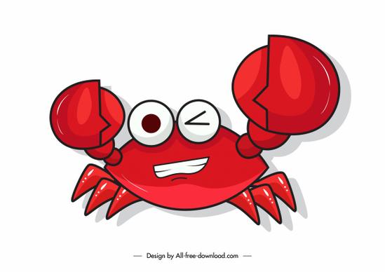 crab icon funny emotional sketch flat design