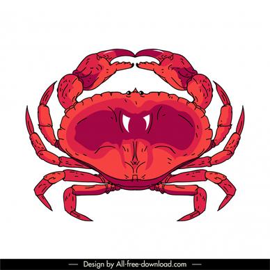 crab icon red classical handdrawn design