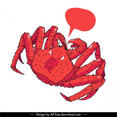 crab icon red classical handdrawn sketch