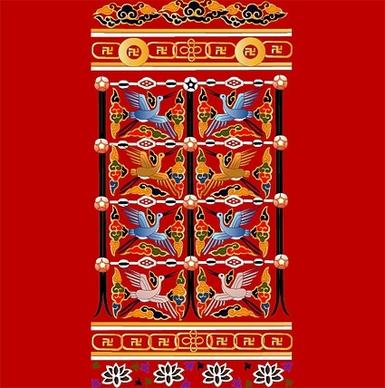 crane with auspicious chinese classical pattern vector