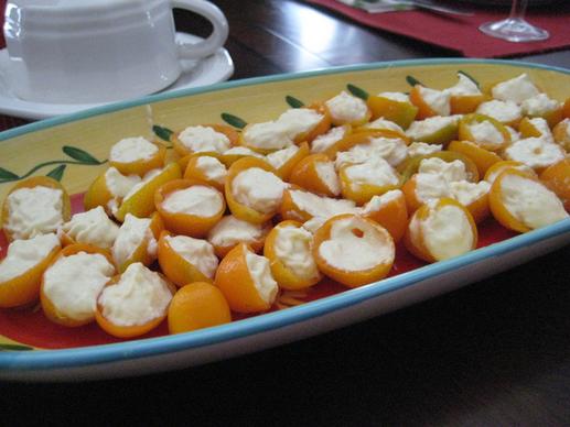cream cheese and ginger stuffed kumquats