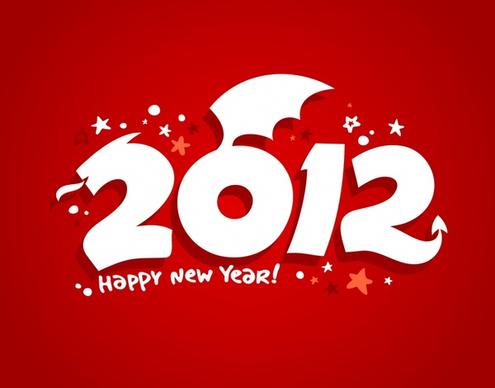 new year banner template red white figure dragon