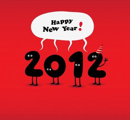 2012 new year banner stylized numbers dark design