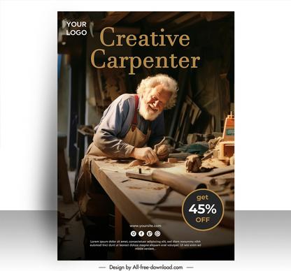 creative carpenter poster discount template dynamic contrast realistic 