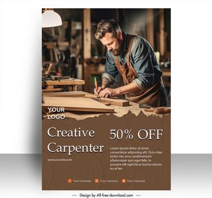 creative carpenter poster template working man wood design