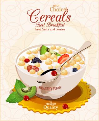 creative cereals food advertising poster vector