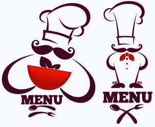 creative chef menu logos vector set