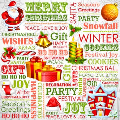 creative christmas font and elements vector