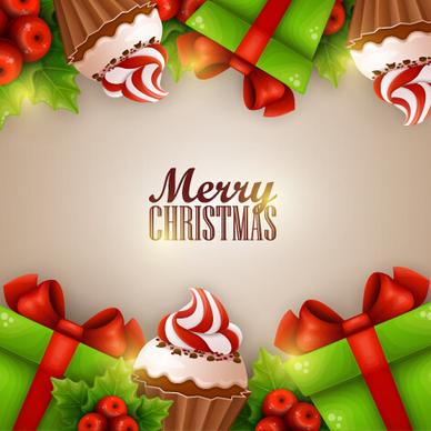 creative christmas sweet with gift cards vector
