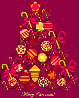 creative christmas tree baubles background