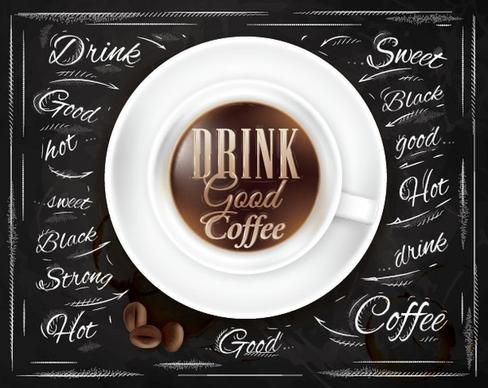 creative coffee elements with wooden background vector