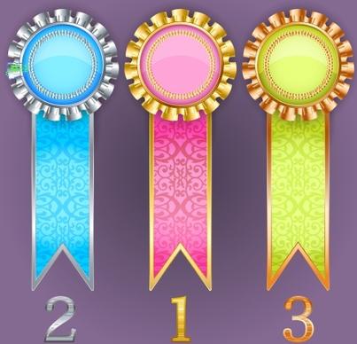 creative colored award badges vector