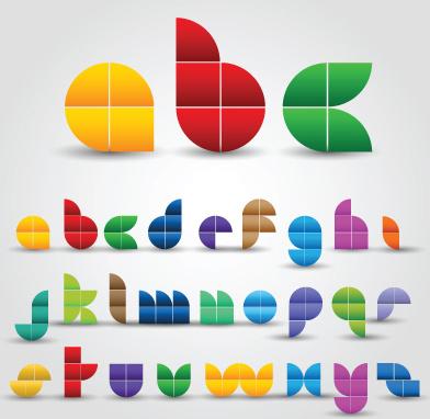 creative colorful decorative alphabet vector graphics