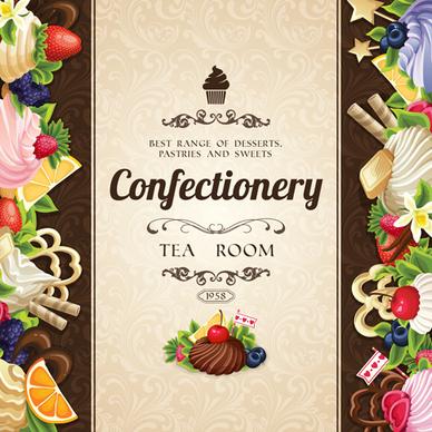 creative confectionery with sweet background vector