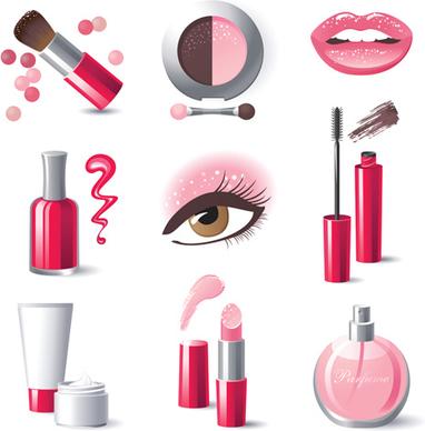 creative cosmetics and makeup vector icons