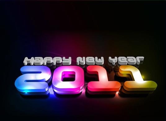 2011 new year banner modern colorful 3d texts