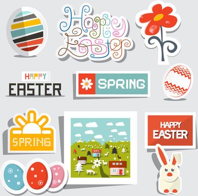 creative easter stickers vector