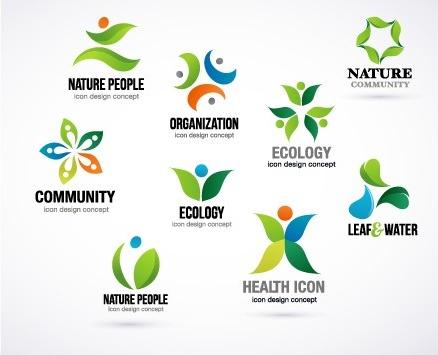 creative ecology logos design vector set