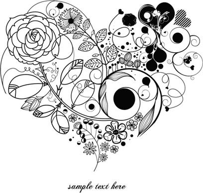 creative floral hearts design vector graphics