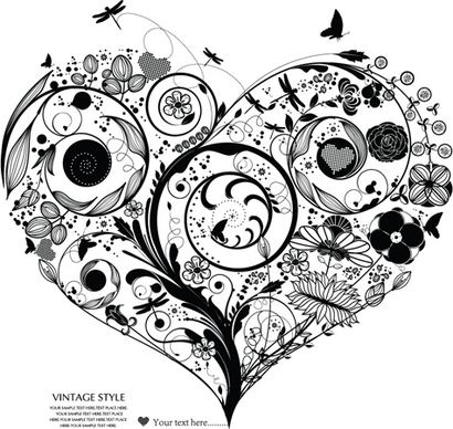 creative floral hearts design vector graphics