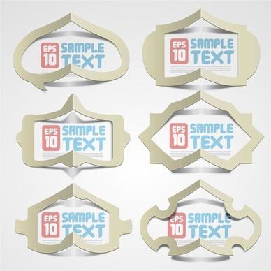 creative folded hollow paper text template vector 2