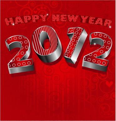 2012 new year banner elegant red 3d numbers